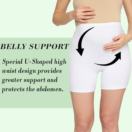 Image of Women's High Waist & Mid-Thigh Cotton Lycra Maternity Shorts|Pregnancy Panty|Maternity Panties Over The Belly for The Pre & Post Pregnancy
