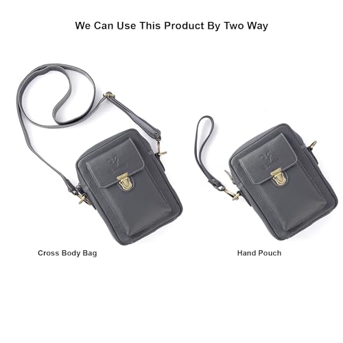 Goatter Genuine Leather Unisex Sling Cross-BodyBag Messenger Bag, Grey4