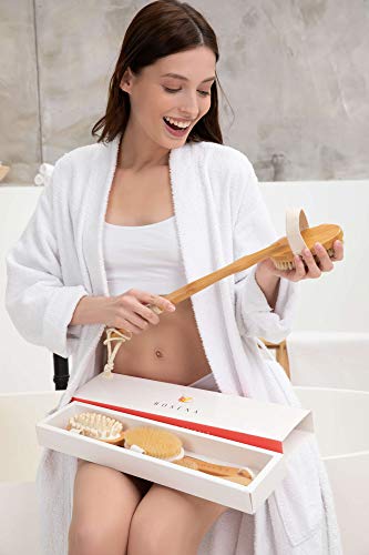 Dry Brushing Body Brush Set – Natural Bristle Spa Exfoliator Kit with Face Cleansing Brush, Long Dry Brushing Body Brush for Lymphatic Drainage & Massaging Cellulite Brush for Smooth, Radiant Skin - Image 6