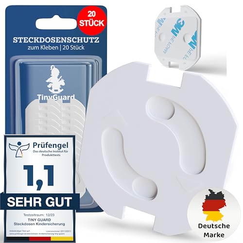 TinyGuard® (20Stk.) Steckdosen Kindersicherung - Besonders sicher dank spezieller Kinderischerung - Steckdosenschutz Baby, der passt & bleibt - Sichere Umgebung...