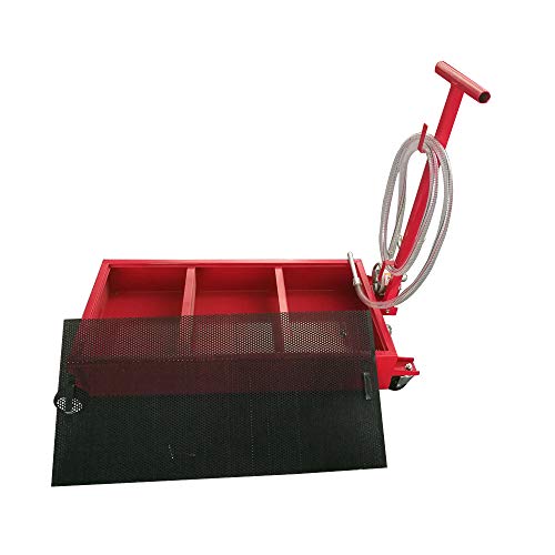 Portable 20 Gallon Oil Drain Pan Low Profile Dolly w/Pump 8’ Hose Car Truck