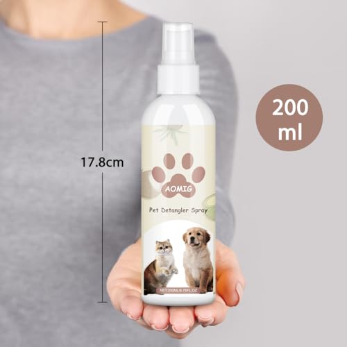 Aomig Kokos Fellpflege Hund Katze Fellspray Fellpflege Fellpflegespray für Hunde Entfilzungsspray Katze Leichtes Kämmen Fellpflege Kokosnussduft Pflegt Beruhigt Empfindliche Haut Hundeparfüm (200ml)