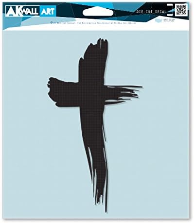 Cross Handdrawn Jesus Christian Vinyl Sticker Decal, Large - 12 inch, Black image 2