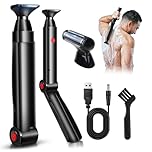 Back Shaver for Men, FERRISA Electric Body Groomer with Adjustable Handle, Wet & Dry Use, Cordless Rechargeable Trimmer, Pain-Free Hair Removal for Back, Chest & Body with 2 Shock Absorber Flex Heads
