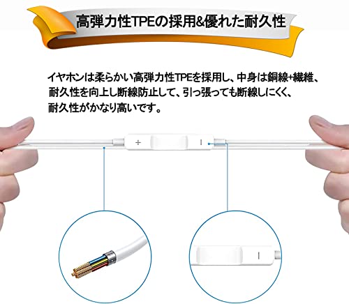 イヤホン 有線 マイク付き iPhone 用 イヤフォン 重低音 高遮音性 音量調節 通話対応 ヘッドホン リモコン付き オンライン会議 カナル型 対応 iPhone14/14Pro/14Plus/14Pro Max/13/13Pro/12/12Pro/11/X/XS/XR/XSMax/8/8P/7/7P/iPad/ipod 用 軽量 ステレオイヤフォン