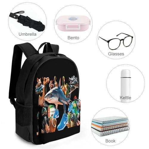 Tralalero-Tralala Brainrot Merch Backpack With Pocket Italian-Brainrot Meme Travel Backpack 42x30.5cm4
