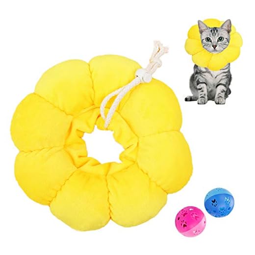 NO Heiqlay 1 st katt Elizabetanhalsband mjukt, huvudbonad för husdjur kattkon halsband mjuk mjuk mjuk återhämtningskon med justerbar mjuk kant husdjur huvudbonad för anti-bett, solblomma, M