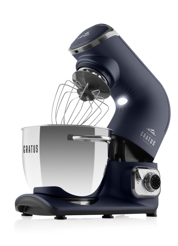 ETA Gratus Evo Elegance Robot de cocina I 1200 W I 6,7L I Cuenco de acero inoxidable I Agitador planetario I Utensilios de cocina para masa, nata, mezcla y más I azul