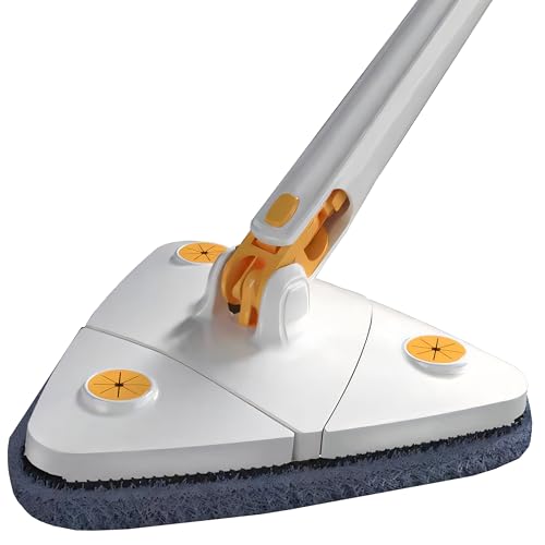 Retoo 360° Drehbarer Wischmopp mit Teleskopstiel, Dreieckiger Bodenwischer mit Auswringfunktion, Automatischer Nass- und Trockenmopp für Haushalt, Holzboden & Fliesen, Flexibler Mob zum Wischen