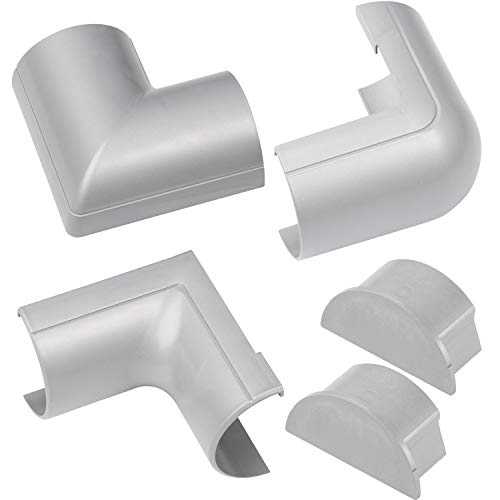 Image of D-Line Cable Raceway Accessories | Join Multiple Channels of D-Line Cord Covers | Coupler and Connector Multipack (Maxi (Large), Grey)