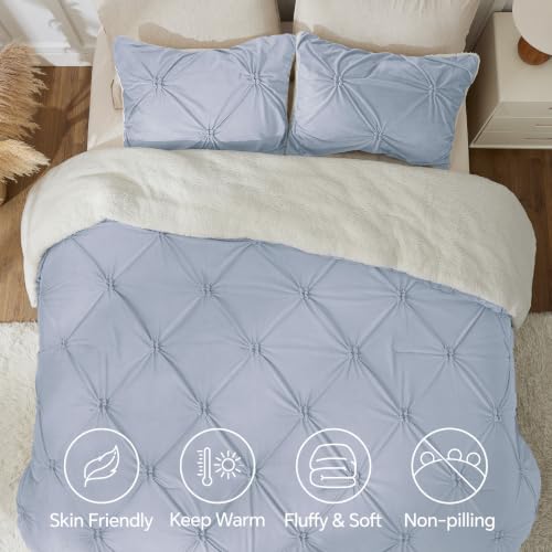 Image of BEDELITE Fluffy Sherpa King Comforter Set,Pintuck-Lavender