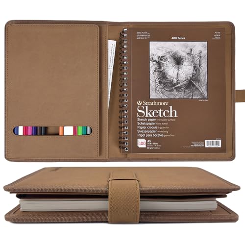 Housse de carnet de croquis 14x21 cm bloc-notes spirale et rangement fournitures