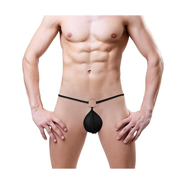 ITODA String Tanga Sexy Herren G-String mit O-Ring Mini Slips Mesh Thong Erotisch Dessous Ouvert Höschen T-Back Mankini Männer Erotik Unterwäsche Offener Schritt Unterhose Abend Reizwäsche