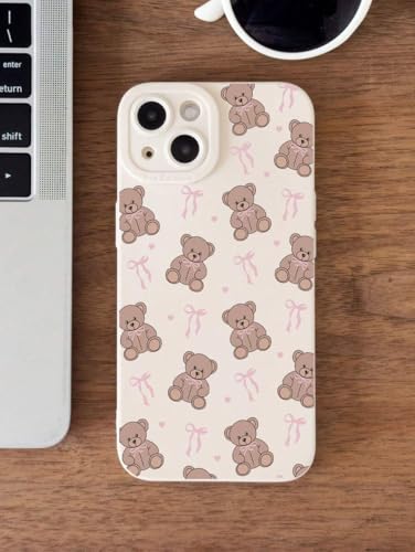 Paekabao Home Phone Case iPhone �Ή� �u���b�N �L���[�g �e�f�B�x�A �s���N�̃��{���ƃn�[�g�̃p�^�[�� (iPhone 17 Air,White)