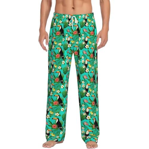 Pantalon de pyjama homme à imprimé oiseaux tropicaux en tissu léger