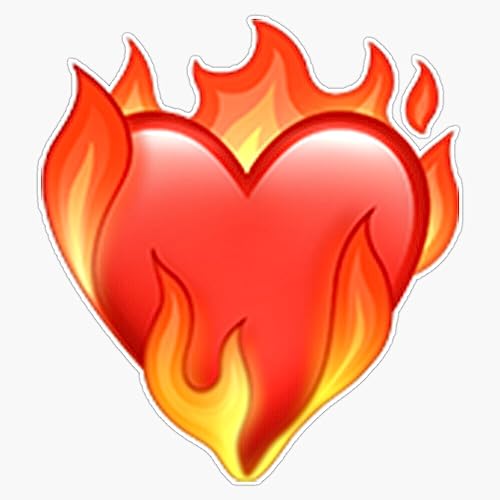 Heart On Fire Emoji Bumper Sticker Vinyl Decal 5"