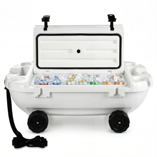 Image of VEVOR Floating Cooler 40 QT Floating Ice Chest with Wheels & Tow Rope, Premium LLDPE Amphibious Beverages Cooler for Water & Land, Cruise Stable on Lake, River, Beach, Kayak