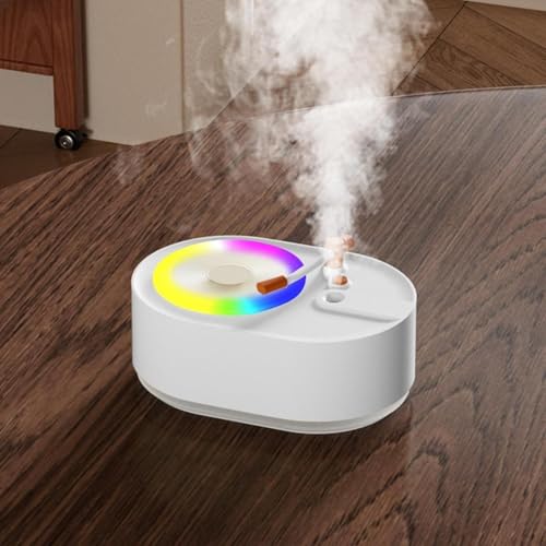 Diffuseur d'huiles à brume réglable d'Air avec veilleuse de table decorative blanche