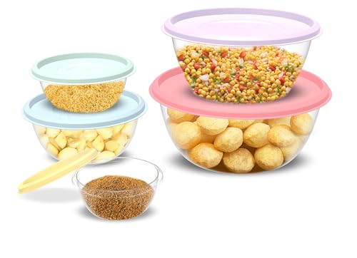 All Time Plastic Food Storage Containers with Lids Set of 5 | 200ml, 500ml, 1000ml, 1800ml & 3000ml BPA Free Round Kitchen Containers for Food Storage, Meal Prep & Serving