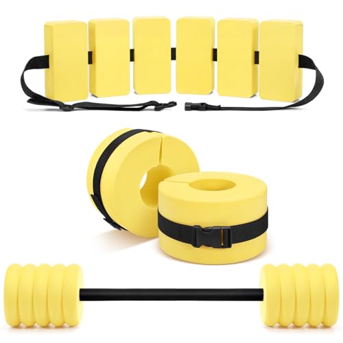 Soulchen Water Aerobics Set Dumbbells Ankle Weights, Yellow, Middle