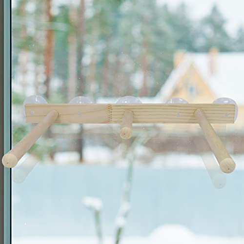 Image of Litewoo Wood Bird Perch Parrot Stand Parrot Standing Bar Toy Parrot Bath Stands Suppllies Shower Perch with Wall Sucker (Burlywood)