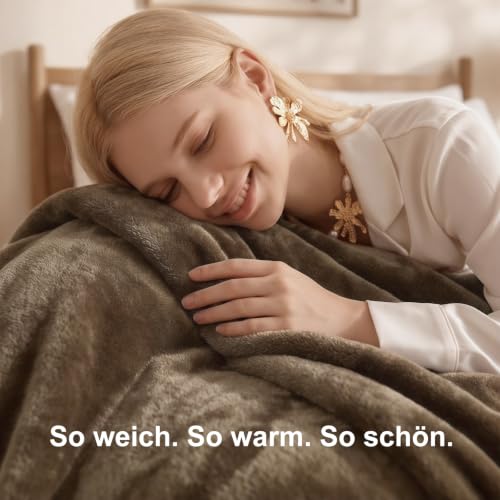 WAVVE Kuscheldecke Flauschig Decke Tagesdecke 130x150 - Sofadecke Braun – Ansicht 3