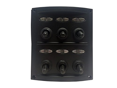 Pactrade Marine Boat 6 Gang Splash Proof Switch Panel IP65 Fuses 15A x 3 LED Indicator