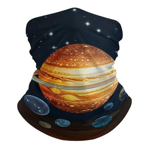 Glow in The Dark Solar System Planet Neck Gaiter UV Sun Protection Balaclava Breathable Ski Face Mask for Men Women Versatile Cover Scarf Bandana Head Wrap