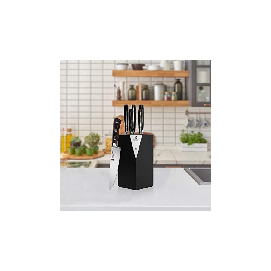 TUO-Kitchen-Knife-Set-6-pcs-Professional-Knives-Set-with-Wooden-Block-German-Stainless-Steel-Kitchen-Knife-Block-Set-Ergonomic-G10-Handle-Legacy-Series TUO Kitchen Knife Set - 6 pcs Professional Knives Set with Wooden Block - German Stainless Steel Kitchen Knife Block Set - Ergonomic G10 Handle - Legacy Series