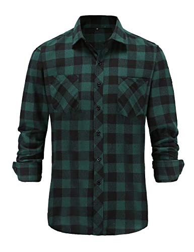 Chemise flanelle carreaux homme vert XX-Large coton premium