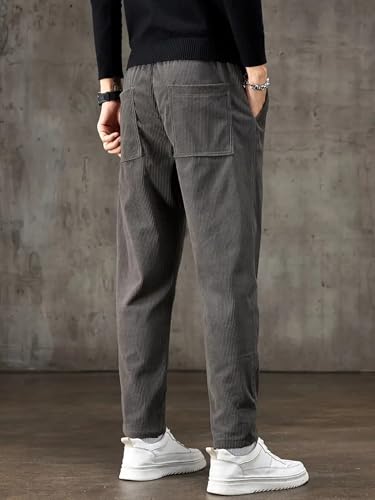 Image of Samfor Men's Comfortable Corduroy Pants | Relaxed Fit Stretch Waist Trousers for Everyday Wear