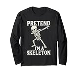 divertente costume di halloween con scheletro che dabbing maglia a manica