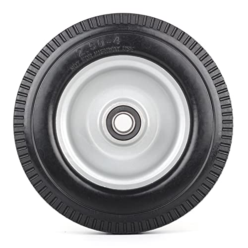 Gicool 8-Inch Flat-Free Tire, 2.50-4 Solid Tire And Wheel, 5/8" Axle Bore Hole, 2.2" Offset Hub For Hand Truck Garden Wagon Gorilla Cart Trolley Dolly Lawn Mover Go Kart Replacement, 2 Pack #TOP7
