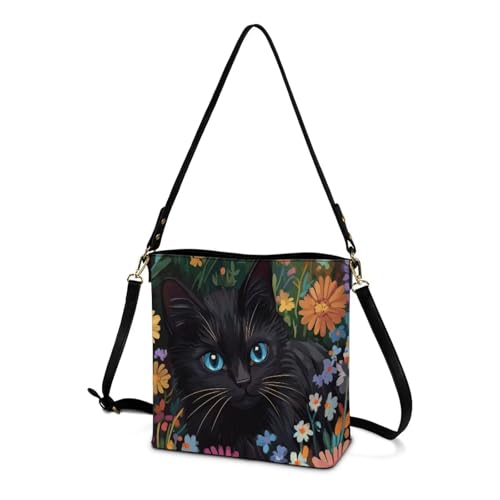 Image of HUGS IDEA Boho Bags for Women Leather Handbag Shoulder Bucket Crossbody Purse