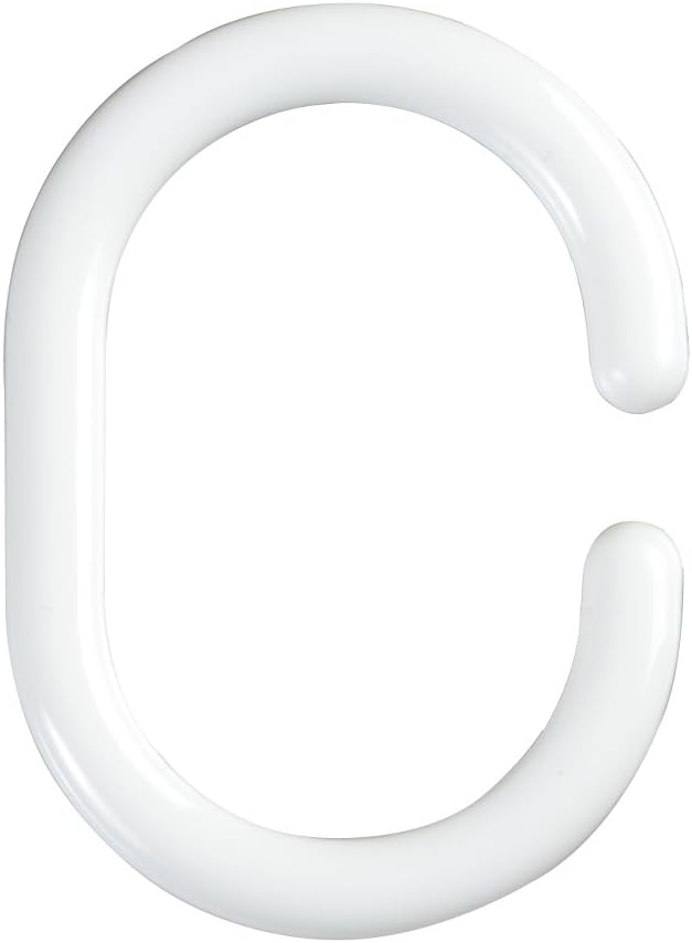 Maytex Plastic Shower Curtain Rings with C-Shaped Hook, Bone