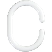 Maytex Plastic Shower Curtain Rings with C-Shaped Hook, White