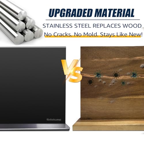 Magnetic Knife Block without Knives, 30 cm Black Magnetic Knife Holder Made of 304 Stainless Steel, Strong Magnetic Knife Holder on Both Sides for a Tidy Kitchen - Image 3