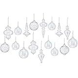 Youseexmas Mouth Blown Glass Christmas Ornaments Pack of 17 BIG Size (clear)