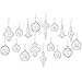 youseexmas Mouth Blown Glass Christmas Ornaments Pack of 17 Big Size (Clear)