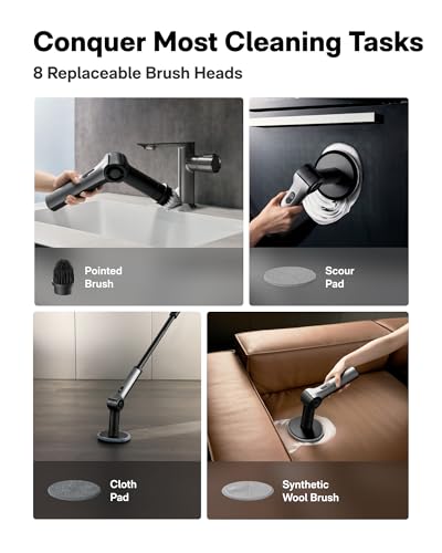 Image of HOTO Flexi Cordless Electric Spin Scrubber + 3 Pcs Replacement Brush Heads + 4 Pcs Replacement Pads