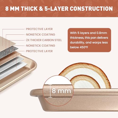 Heavy Duty Baking Sheet with Wire Rack Set, Thickened Carbon Steel pan 17.5"x11.8" with Cooling Rack, Nonstick Baking Pan Warp Resistant, 50 Parchment Sheets for Baking Cookie, Roasting Veggie & Bacon by SEIION - Used condition - Image 3