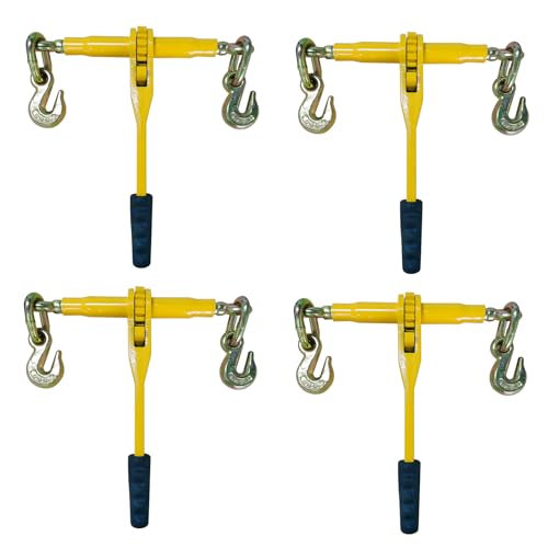 Image of Ratchet Chain Binders - Heavy Duty 5 /16 inch -3 /8 inch Load Binders with Grab Hooks,9200 lbs Working Load Limit, 4-Pack, for Grade 70 Transport Chains,Ideal for Towing,Hauling,and Flatbed Trailers