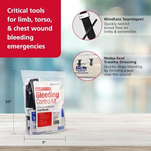 Image of First Aid Only 91512 Critical Essentials Bleeding Control Kit for Limb Wounds, 7 Pieces, Pack of 6