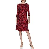 Eigenschaften: Fit und Flare Kleid, Jersey-Finish, 3/4-Ärmel, Rundhalsausschnitt, knielang, geraffte Taille