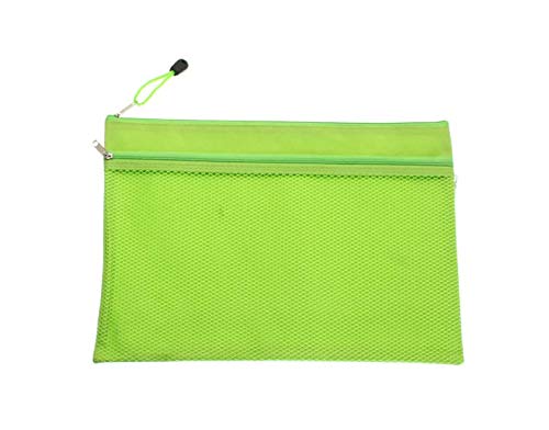 DyNamic Colorido Doble Capa Lienzo Tela Cremallera Libro Lápiz Estuche Bolsa Archivo Documento Bolsas - Verde