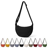 TIAASTAP Crossbody Bags for Women Men Hobos Shoulder Bags Nylon Crescent Bag Cross Body Bag with Adjustable Strap Solid Color Dumpling Bag for Travel Work School (Black)