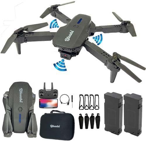 Blessbe BB171 Quadcopter with 2 Batteries & 3 Sides Obstacle Avoidance function, 4K HD Wide Angle Dual Camera, WI-FI Drone 1800 mAh Battery - 360 Flip Headless Mode Remote control Toy Drone (Black)