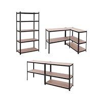 DAIMANN Metallregal für Garage, modulares Regal aus Metall mit 5 Regalböden, Holzoptik, platzsparend für Keller, Büro und Lager