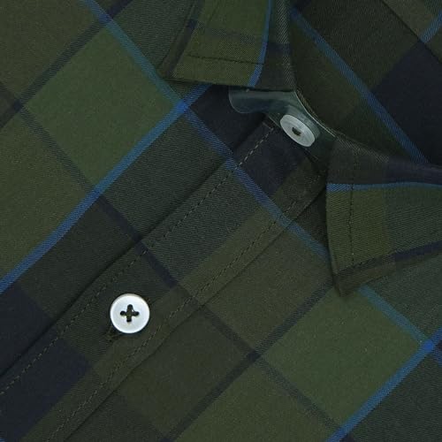 Image of GHPC 100% Cotton Checkered Half Sleeves Regular Fit Formal Shirt for Men