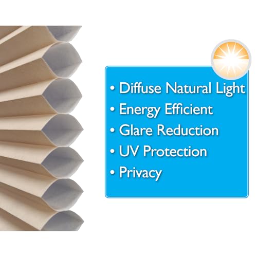 Redi Shade No Tools Easy Lift Trim-at-Home Cordless Cellular Light Filtering Fabric Shade Natural, 60" W x 64" L, (Fits windows 43"- 60") - Thumbnail 6